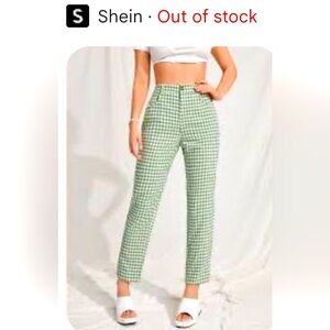 NWOT Shein Green & white gingham pants Sz:SP
